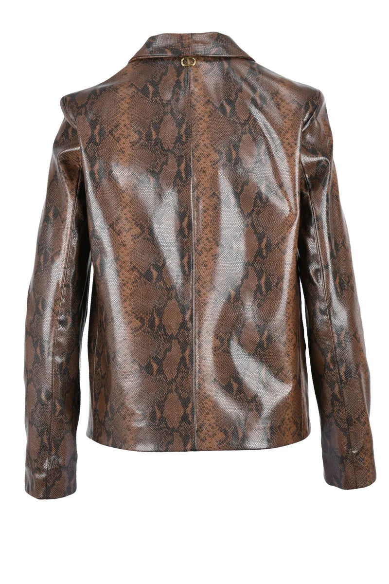 Twinset Giacca Ecopelle - Marrone/Nero