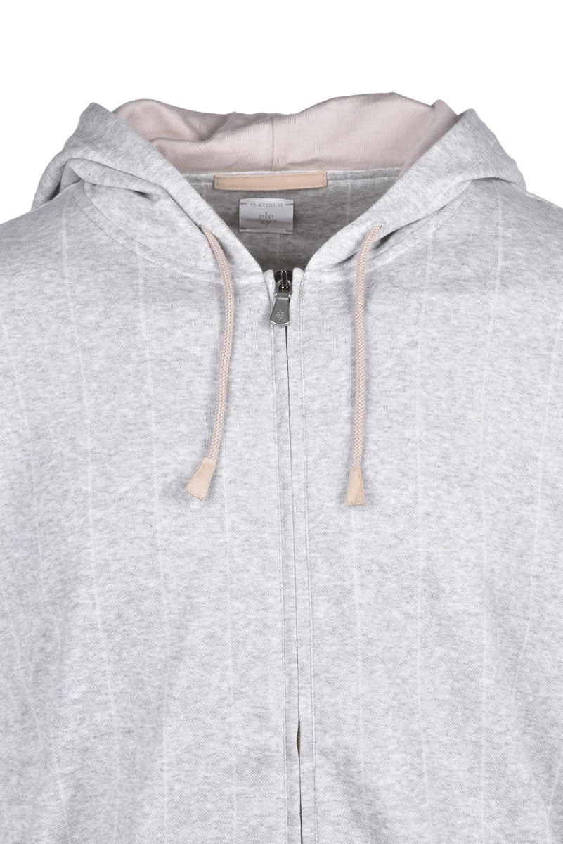 Eleventy Silk Cashmere Zip Sweatshirt - Light Grey