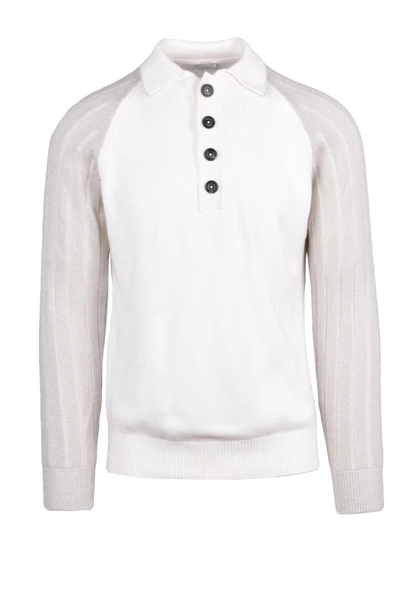 Eleventy Polo Maglia Cashmere - Bianco/Beige