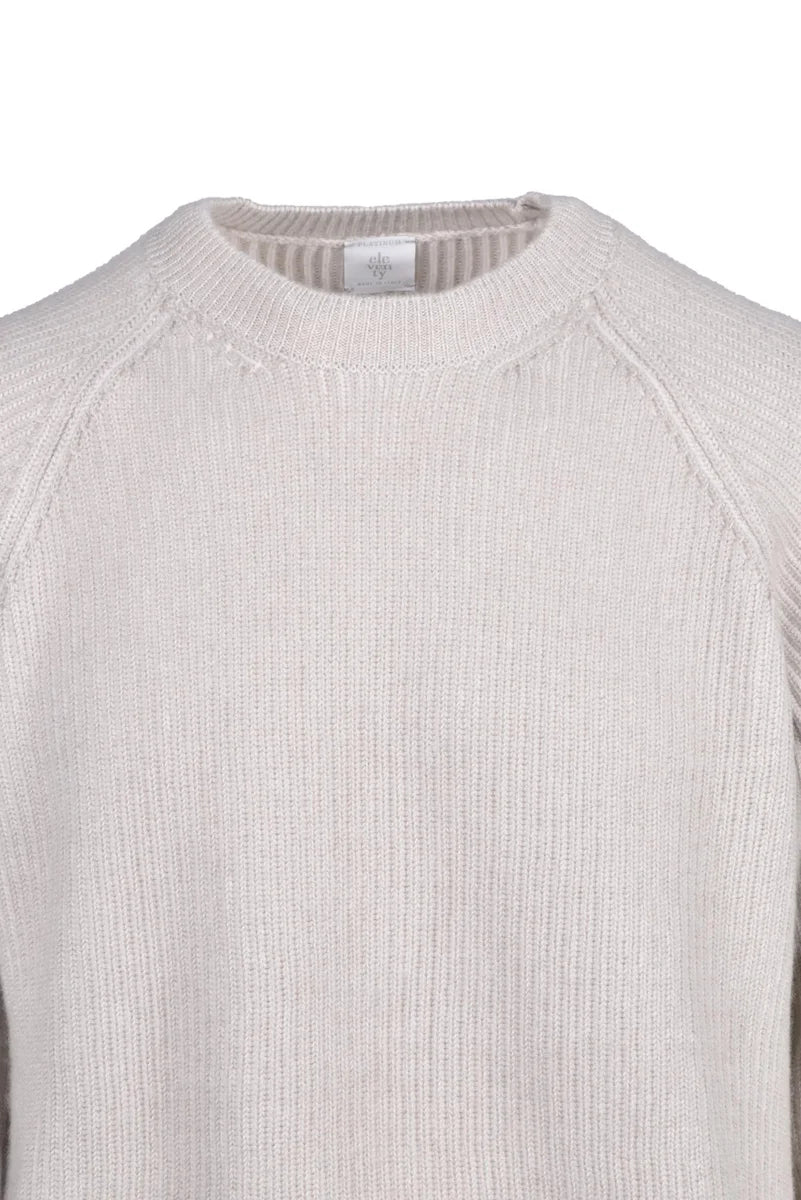 Eleventy Maglia Coste Cashmere - Grigio Chiaro