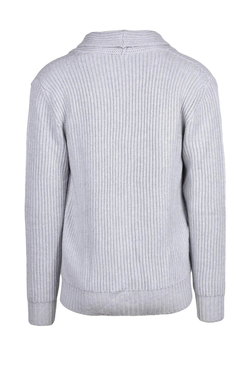 Eleventy Ribbed Button Wool Cardigan - Light Grey
