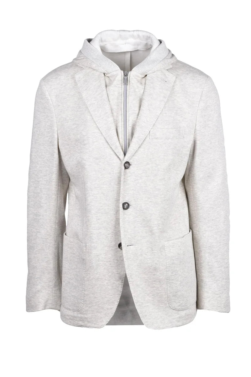 Eleventy Button Sweatshirt Jacket - Light Grey