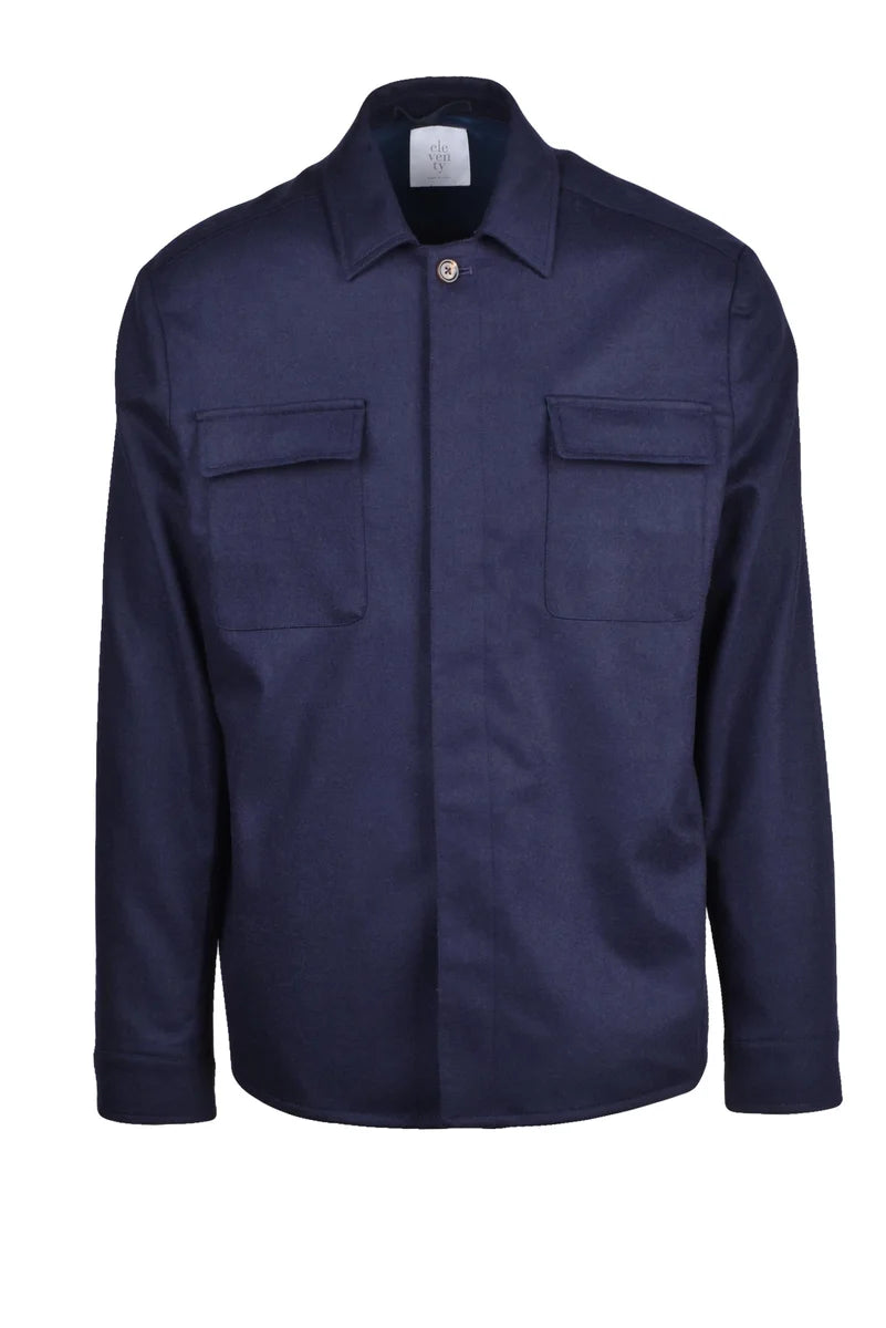 Eleventy Camicia Lana Cashmere - Blu