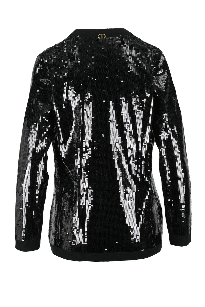 Twinset Cardigan Paillettes - Nero