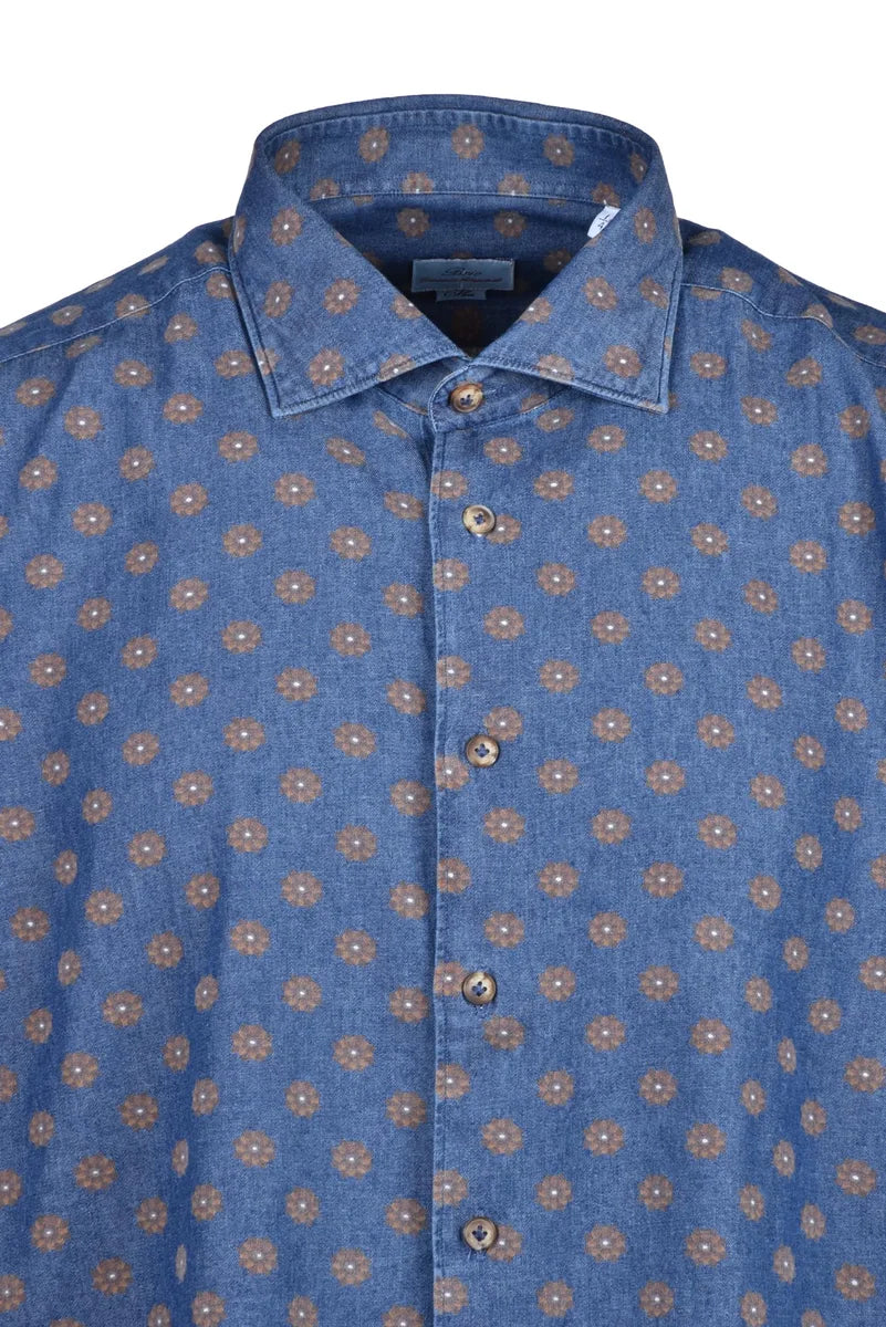 Brio Camicia Cotone - Blue/Brown