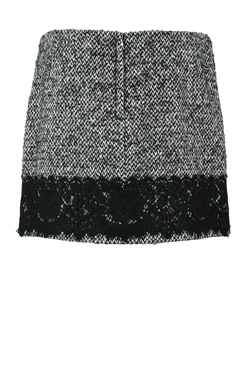Dolce & Gabbana Mini Gonna Lana - Bianco/Nero