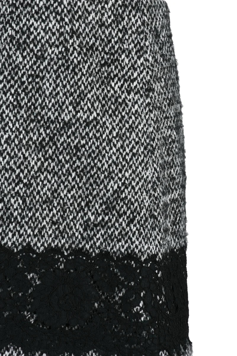 Dolce & Gabbana Mini Gonna Lana - Bianco/Nero