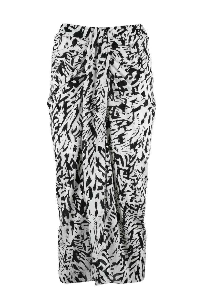 Patrizia Pepe Gonna Longuette Voile Spacco - Bianco/Nero