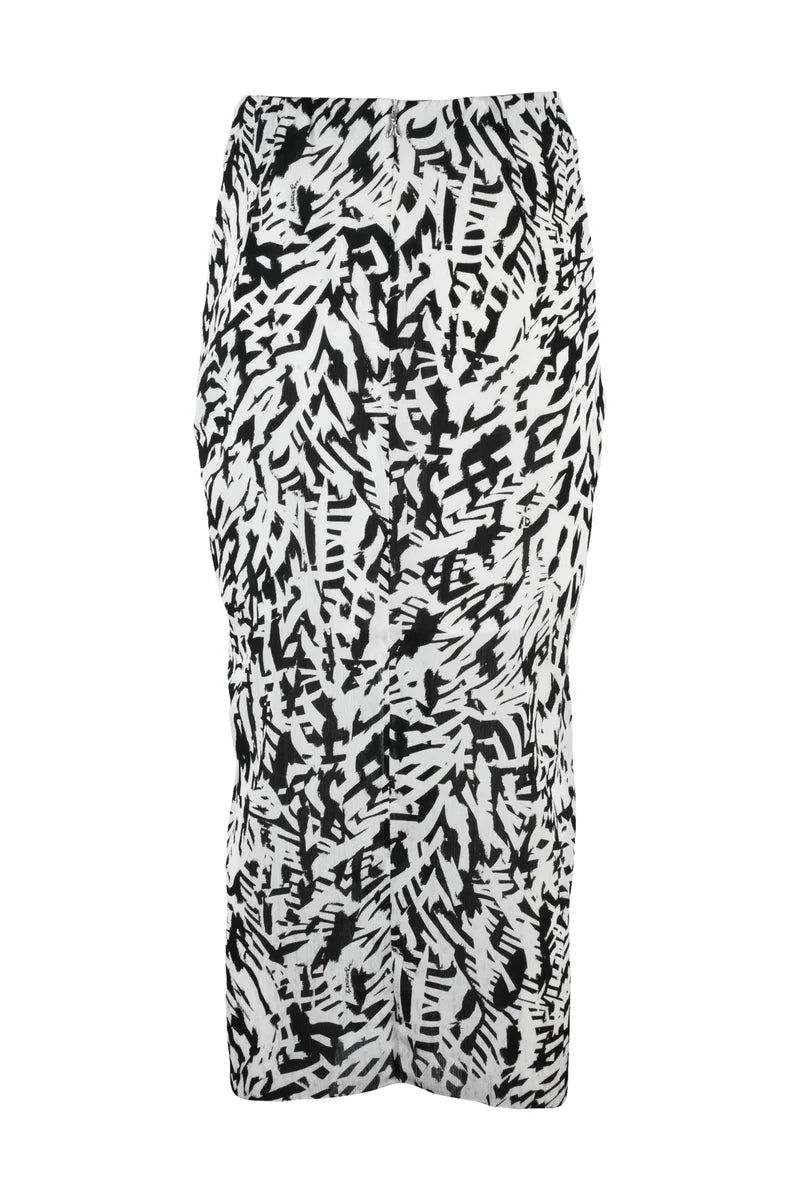 Patrizia Pepe Gonna Longuette Voile Spacco - Bianco/Nero