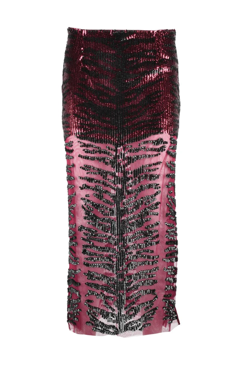 Pinko Gonna Longuette Paillettes - Nero/Bordeaux