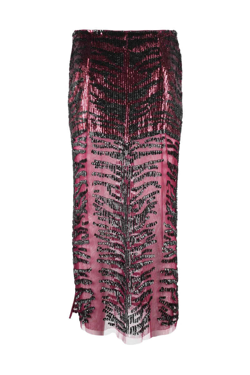 Pinko Gonna Longuette Paillettes - Nero/Bordeaux