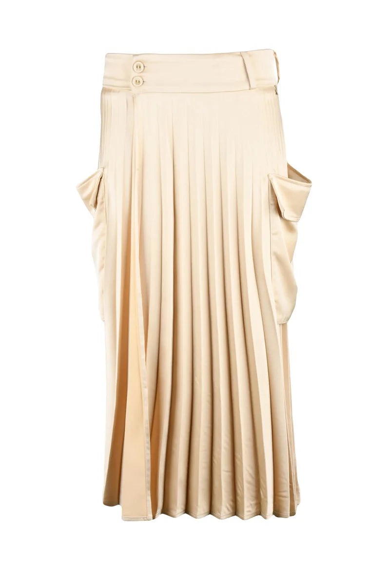 Souvenir Gonna Satin Plissettata - Beige