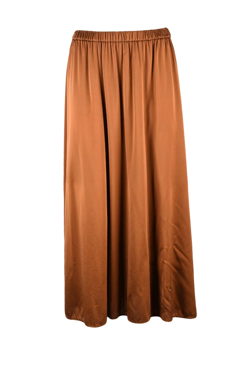 Forte_forte Gonna Lunga Satin - Marrone