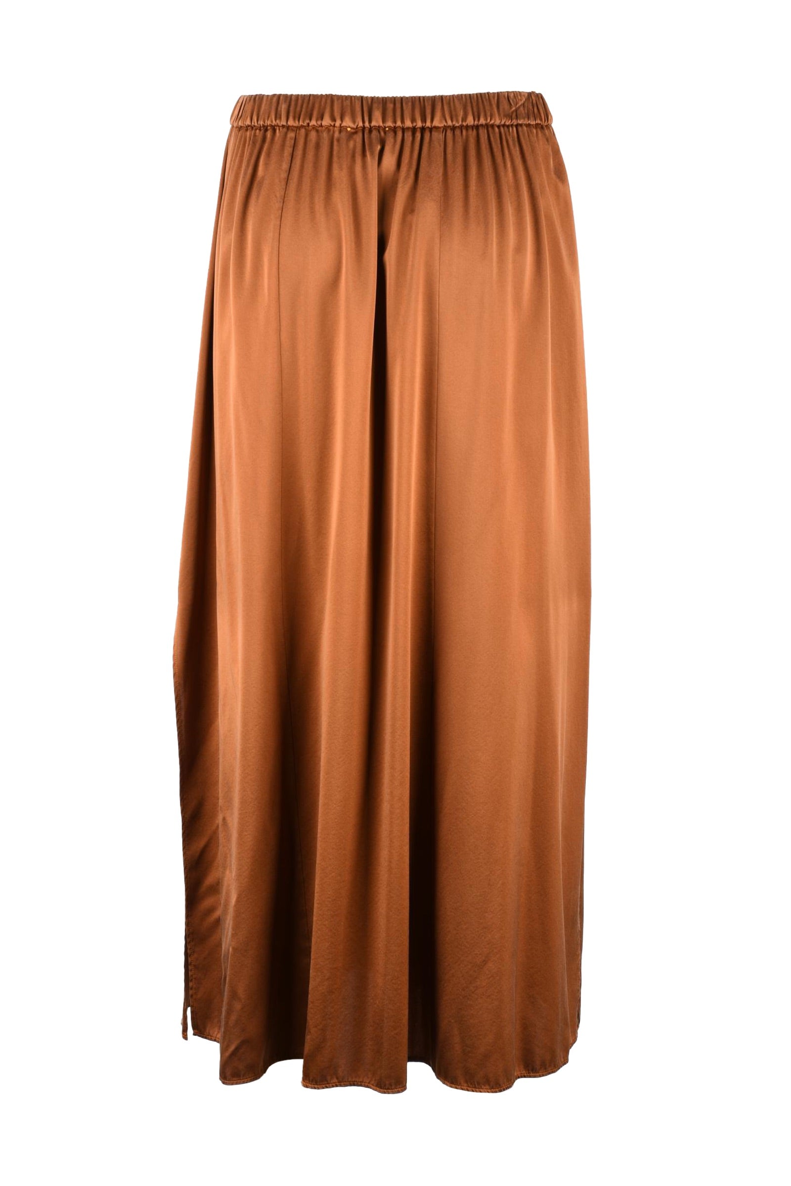 Forte_forte Gonna Lunga Satin - Marrone