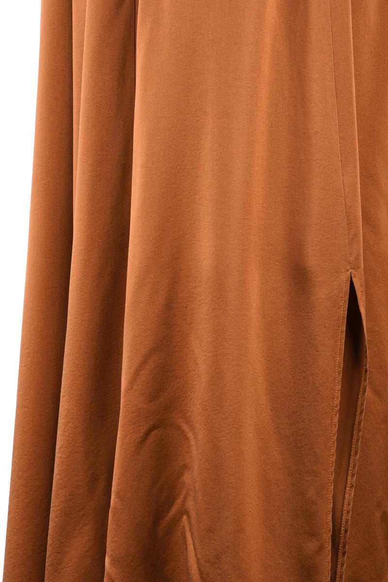 Forte_forte Gonna Lunga Satin - Marrone
