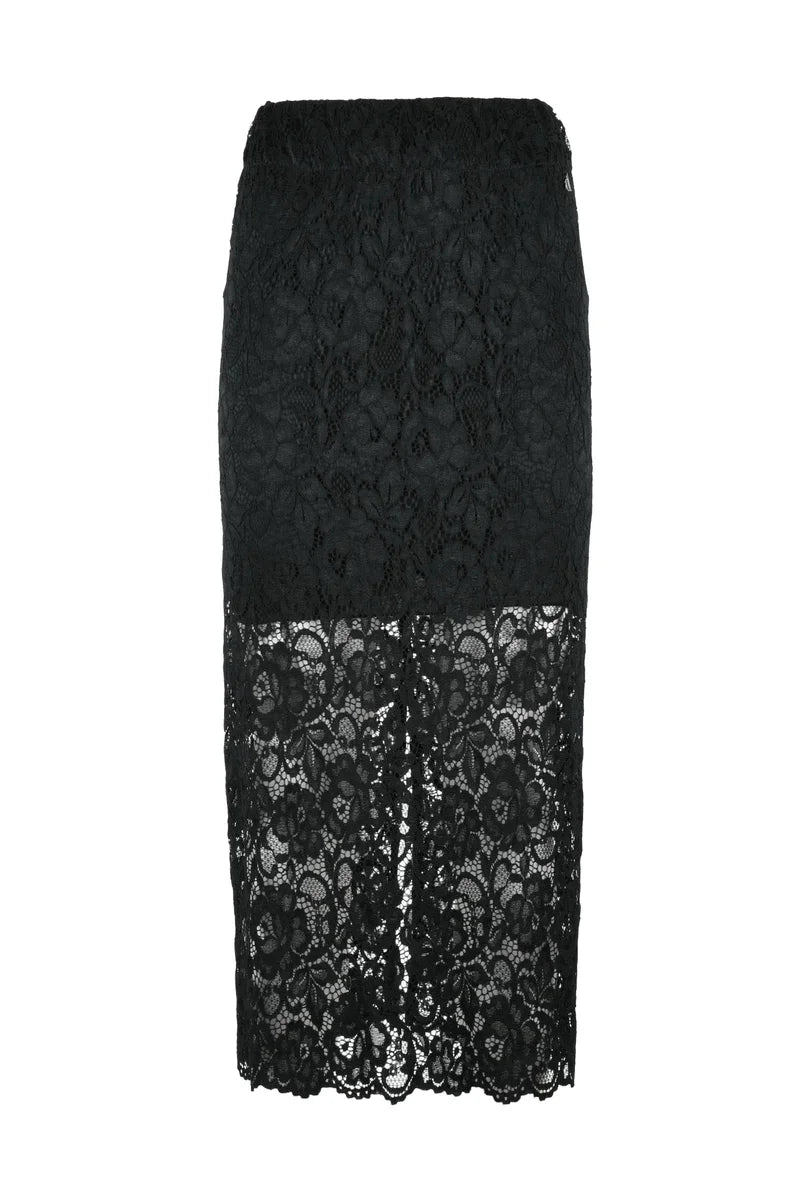 Dixie Gonna Longuette Pizzo - Nero