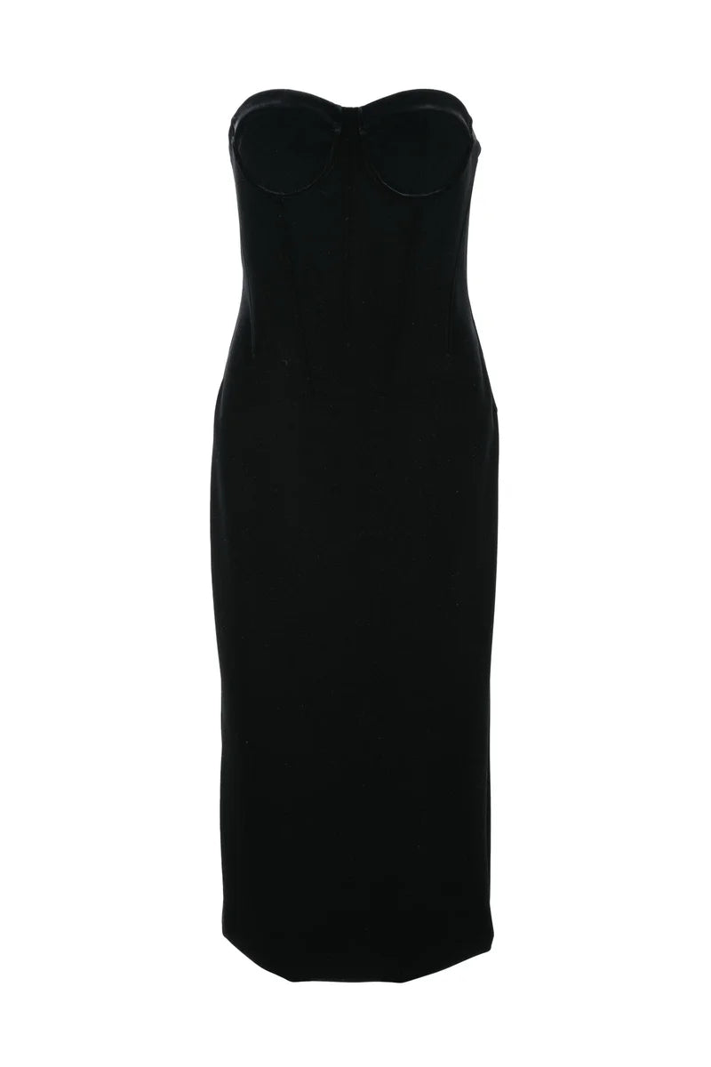 Sportmax Abito Velluto Spacco - Nero