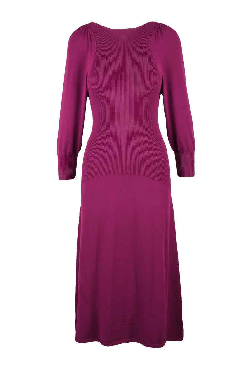 Twinset Abito Lungo Maglia Sbuffo - Fucsia