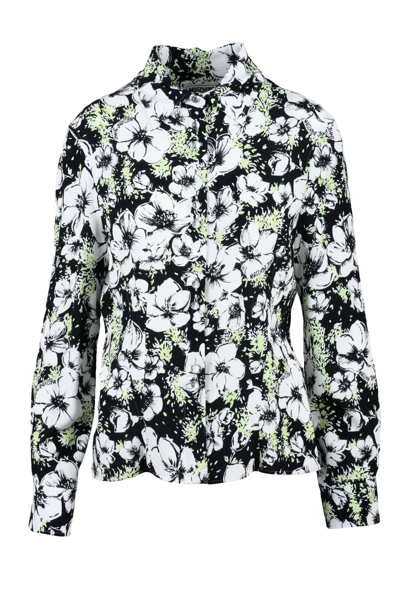 Moschino Jeans Camicia Viscosa - Nero/Bianco