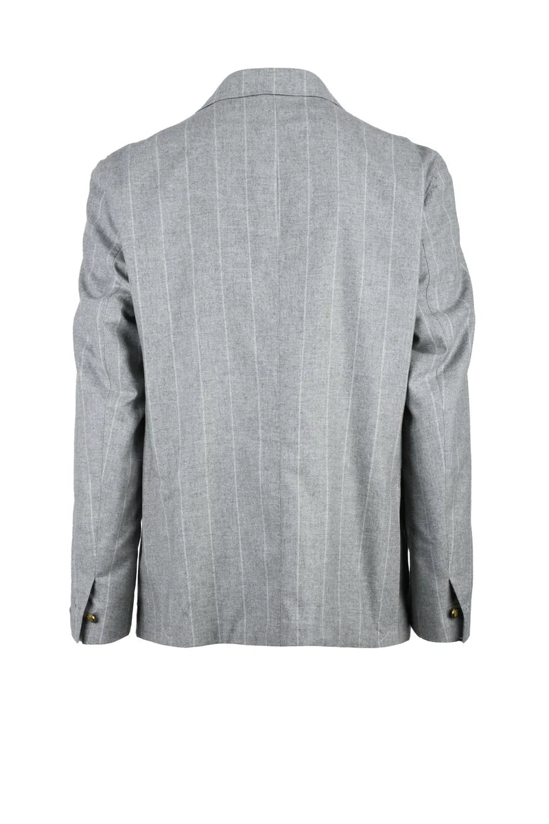 Eleventy Double-Breasted Wool Silk Cashmere Jacket - Grey