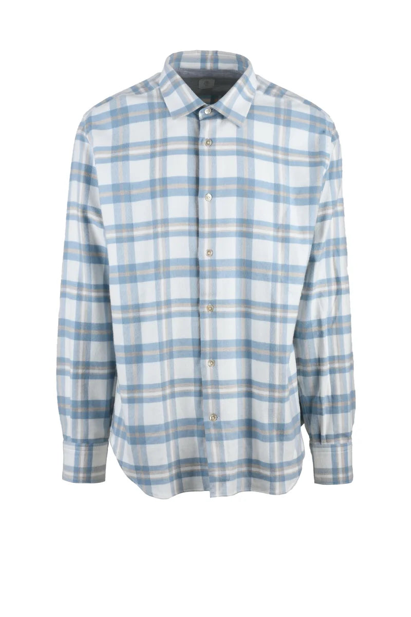 Eleventy Camicia Cotone Righe - Bianco/Celeste