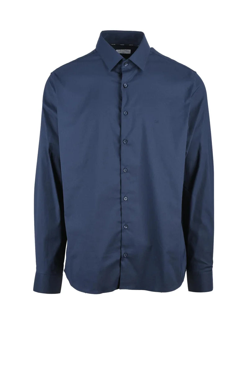 Calvin Klein Camicia Slim Fit Cotone Stretch - Blu