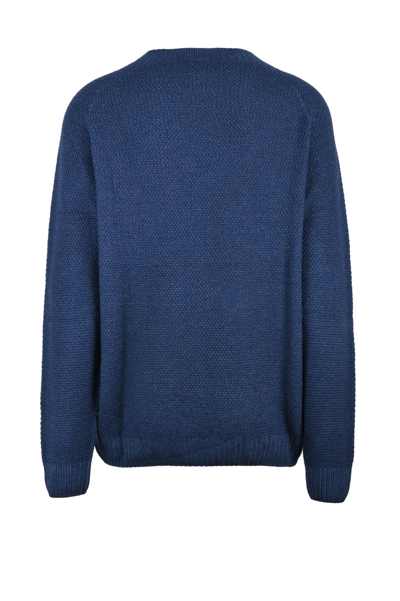 H953 Maglione Girocollo Lana Merino Blu