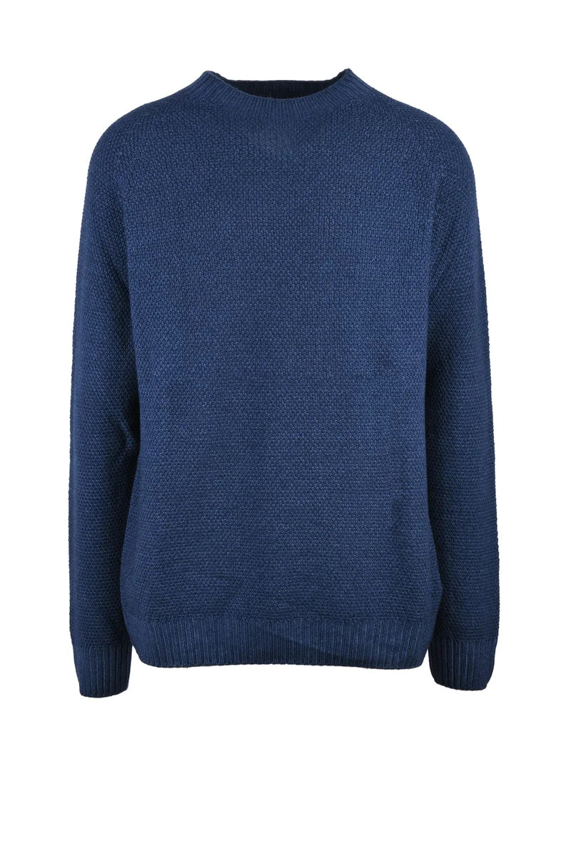 H953 Maglione Girocollo Lana Merino Blu