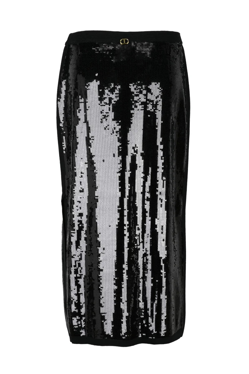 Twinset Gonna Lunga Paillettes - Nero