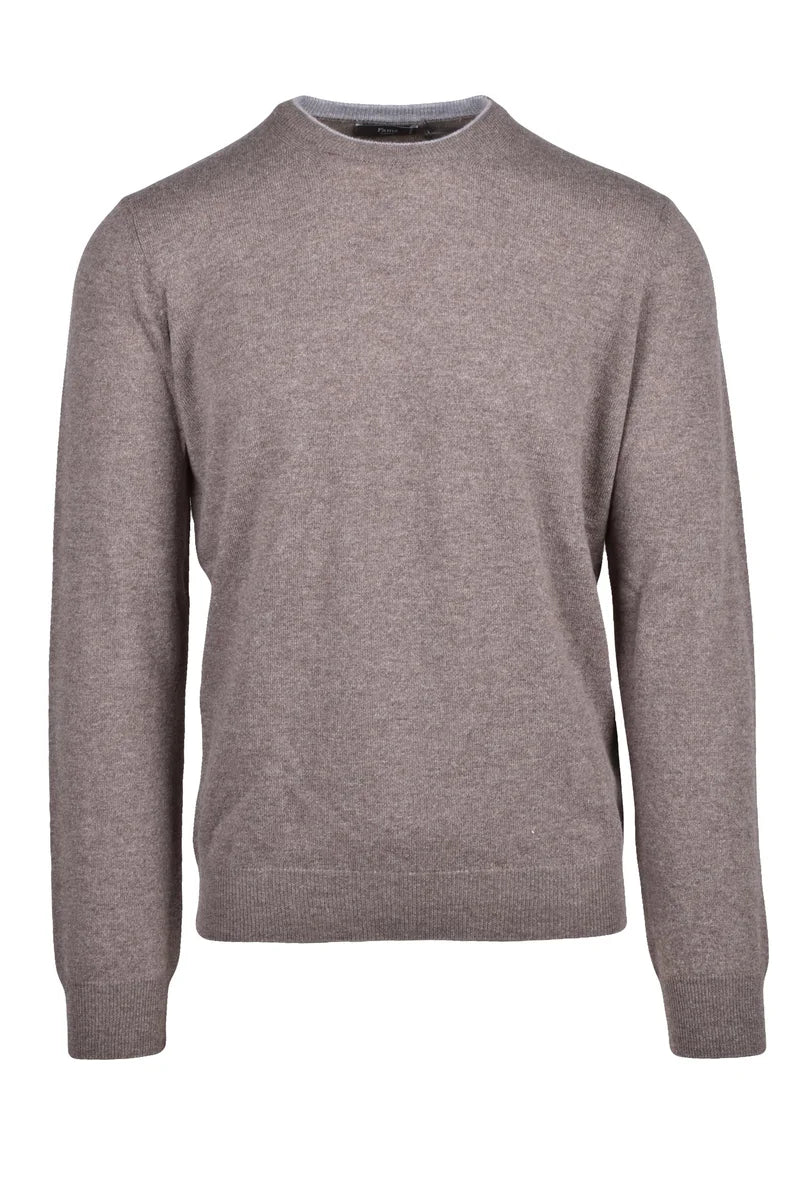 Fama Pullover Girocollo Lana Merino e Cashmere - Marrone