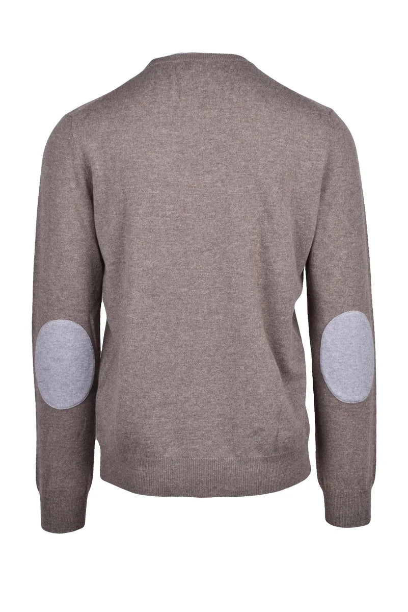 Fama Pullover Girocollo Lana Merino e Cashmere - Marrone