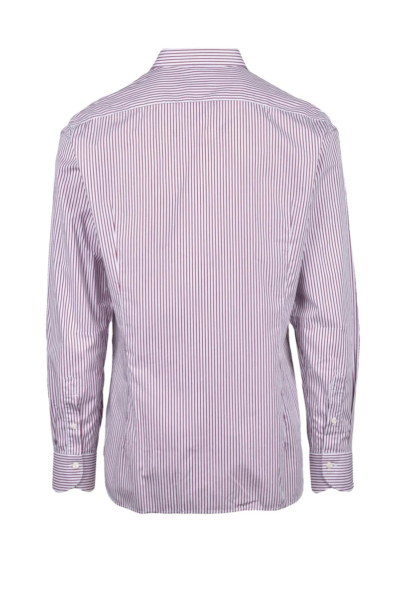 Tintoria Mattei 954 Camicia Cotone - Bianco/Bordeaux