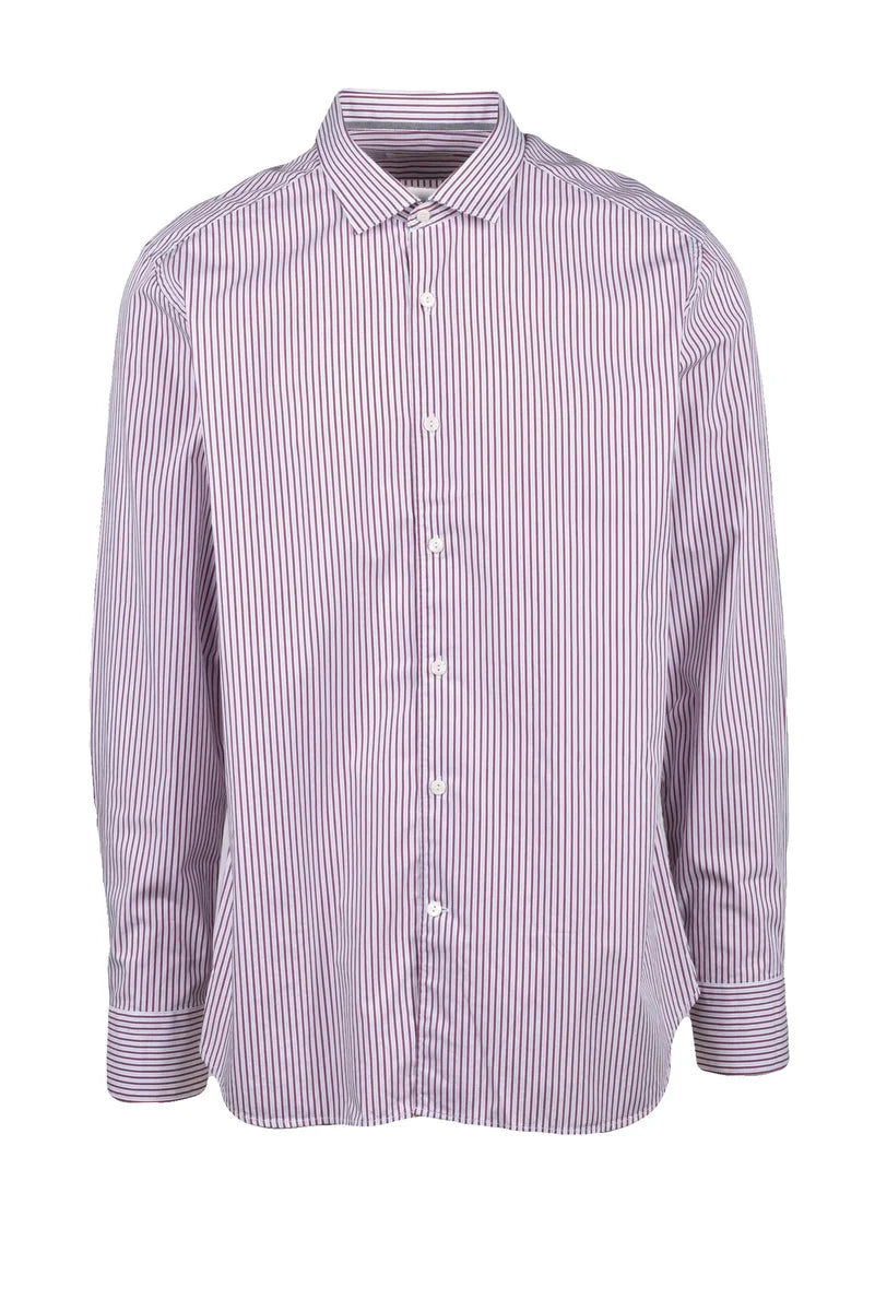 Tintoria Mattei 954 Camicia Cotone - Bianco/Bordeaux