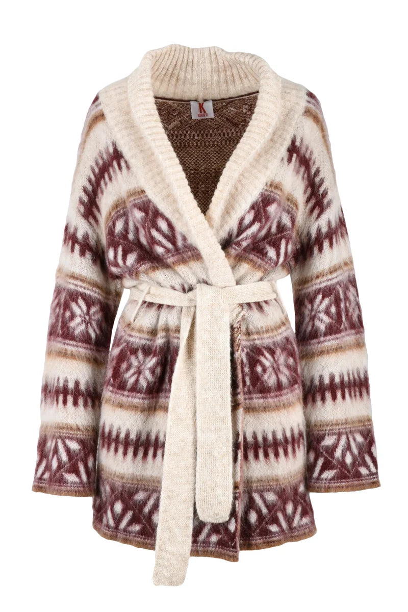 Kontatto Cardigan Mohair - Beige/Bordeaux