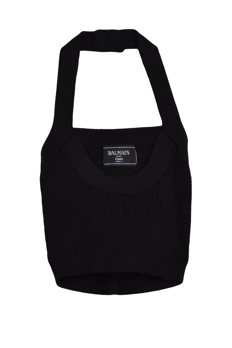 Balmain Top in Viscosa - Nero