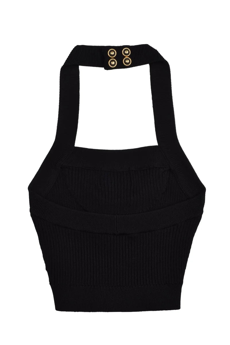 Balmain Top in Viscosa - Nero