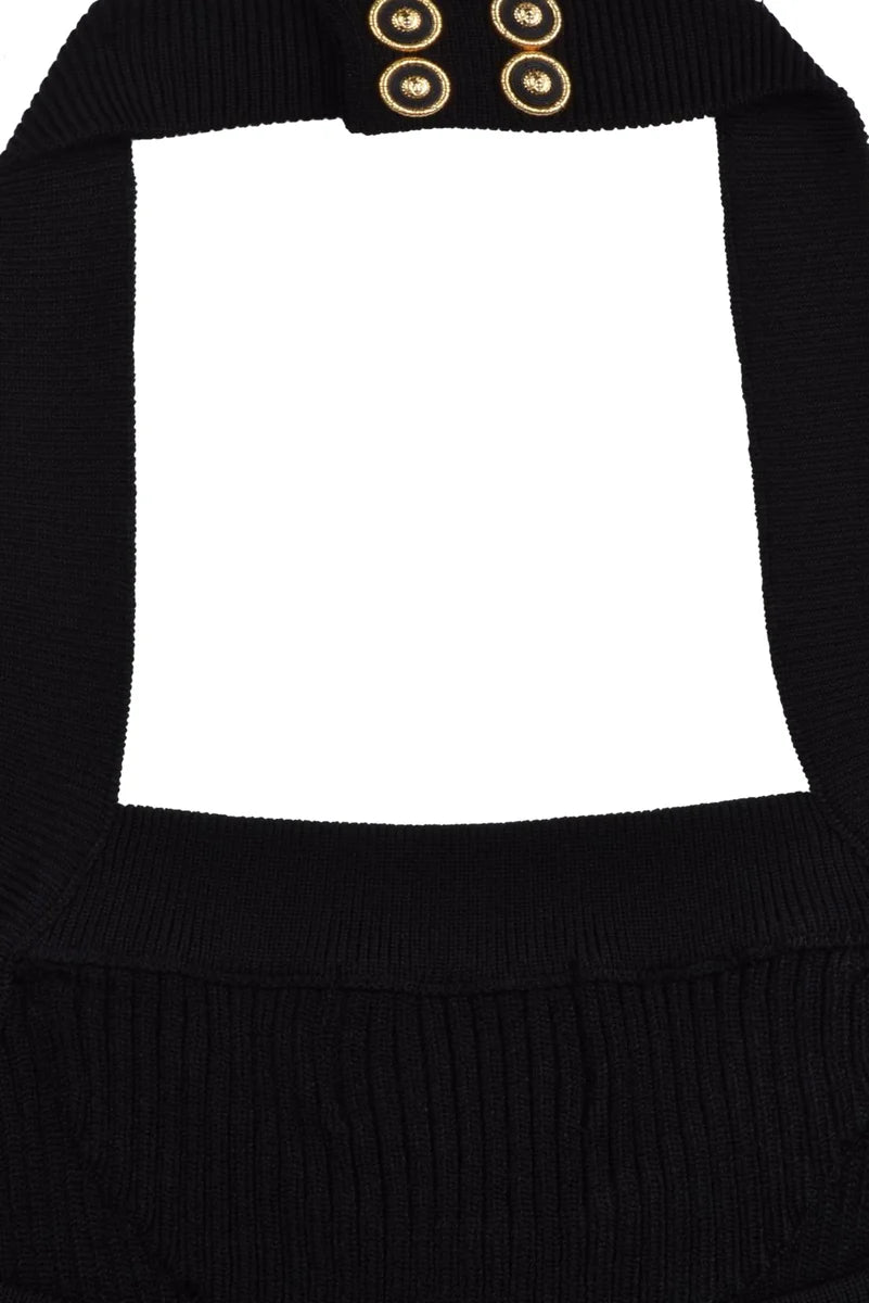 Balmain Top in Viscosa - Nero