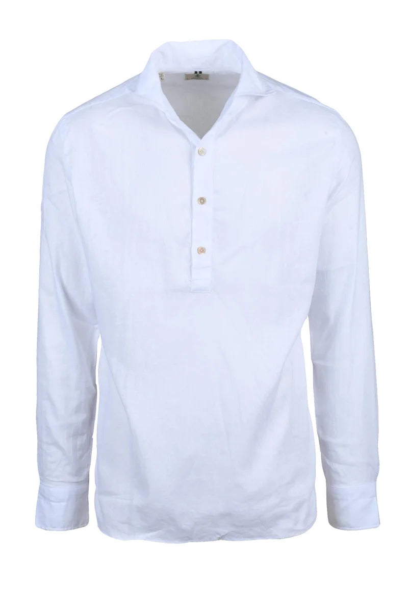 Luigi Borrelli Napoli Camicia Cotone Lino - Bianco