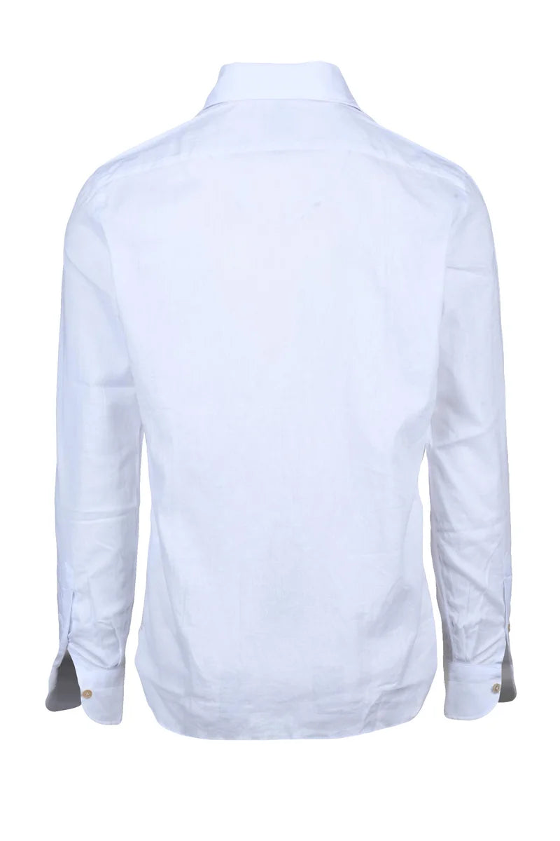 Luigi Borrelli Napoli Camicia Cotone Lino - Bianco