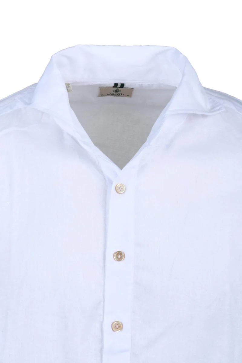 Luigi Borrelli Napoli Camicia Cotone Lino - Bianco