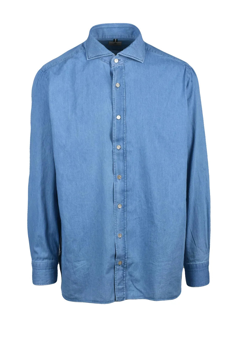 Luigi Borrelli Napoli Camicia Cotone - Celeste