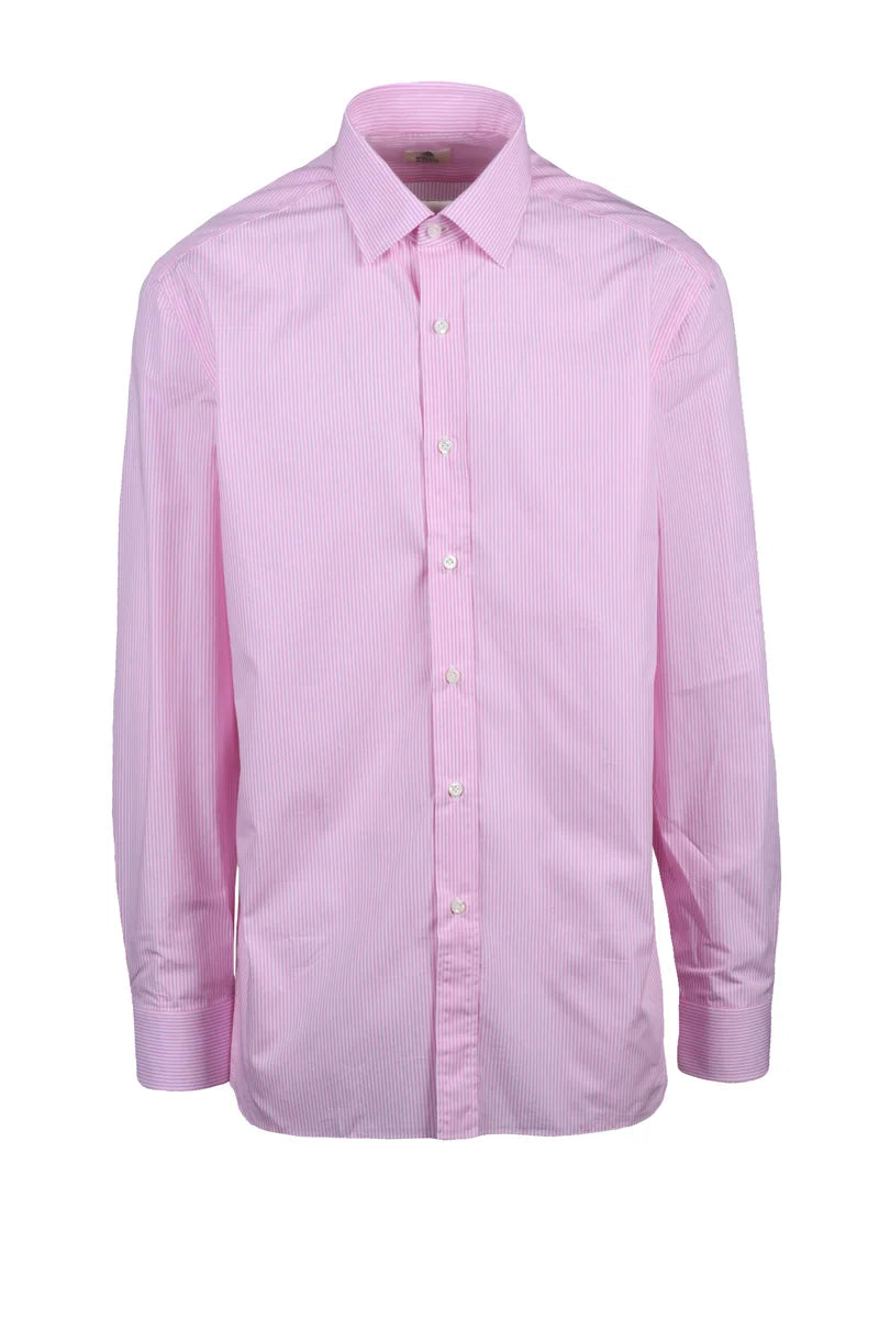 Luigi Borrelli Napoli Camicia Cotone - Bianco/Rosa