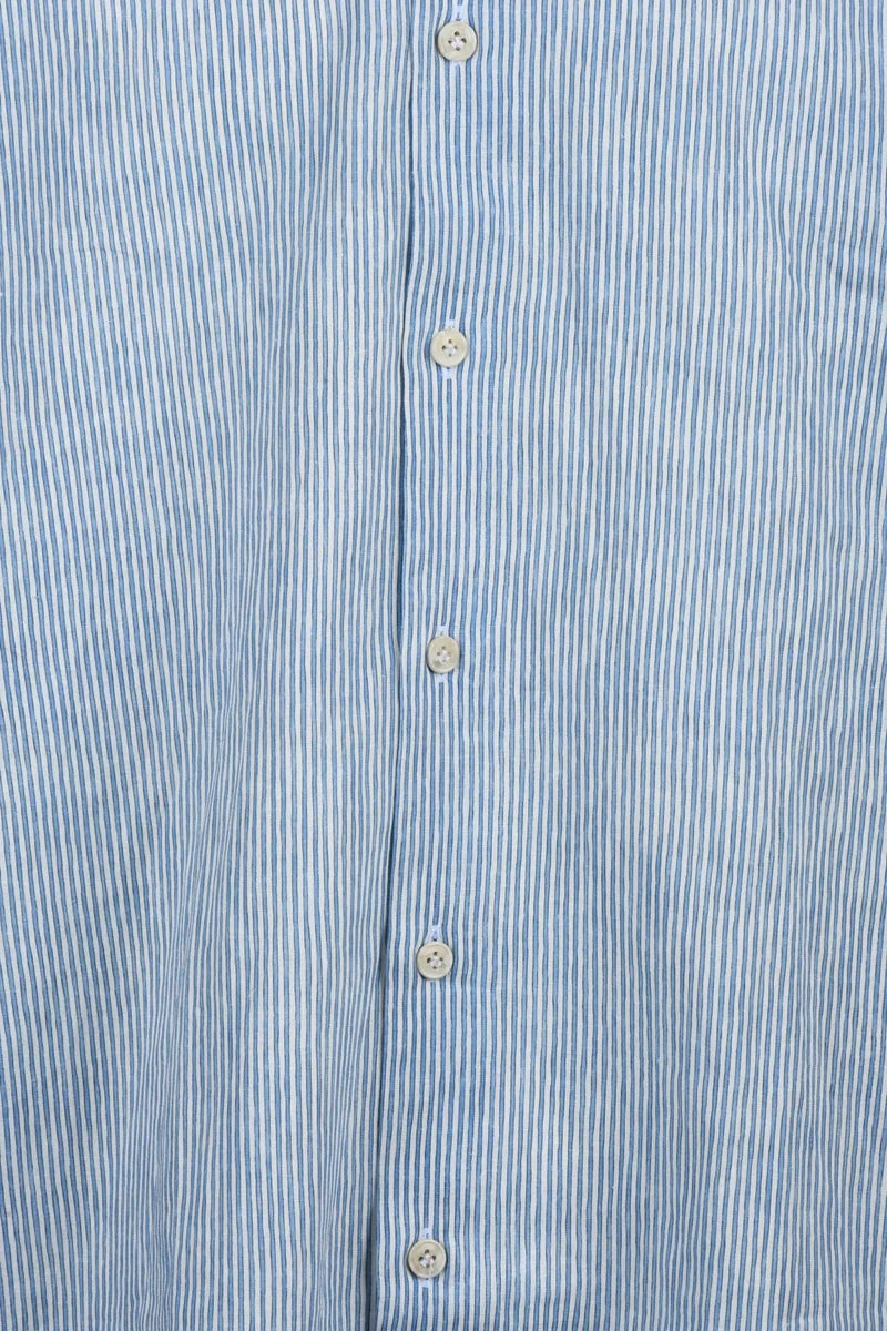 Brio Camicia Cotone Lino - White/Sky Blue