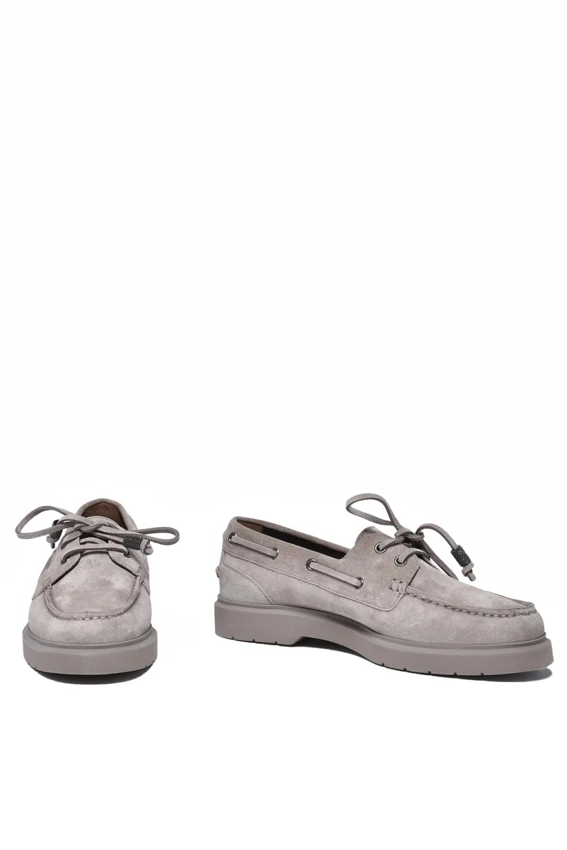 Brunello Cucinelli Mocassini Suede Gomma - Grigio