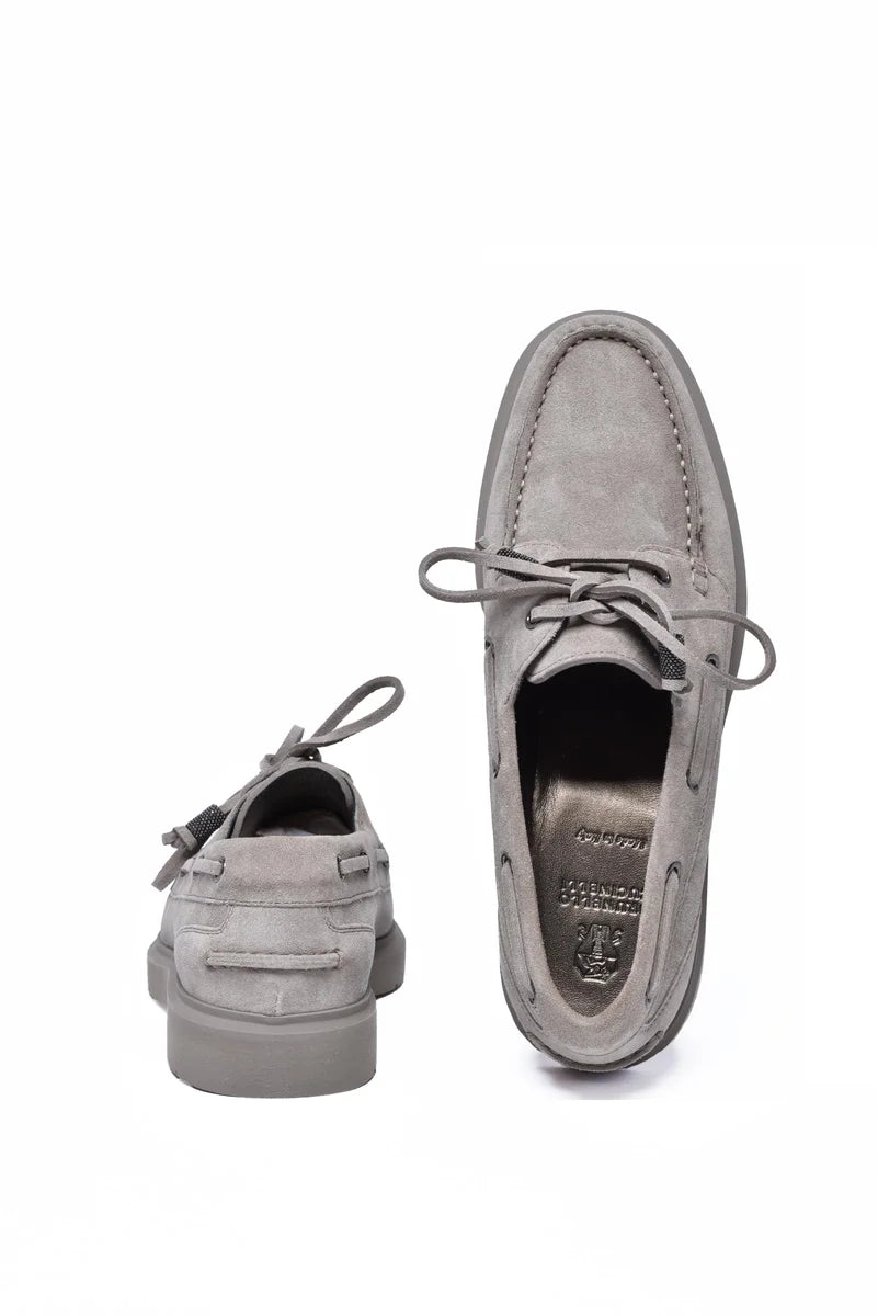 Brunello Cucinelli Mocassini Suede Gomma - Grigio