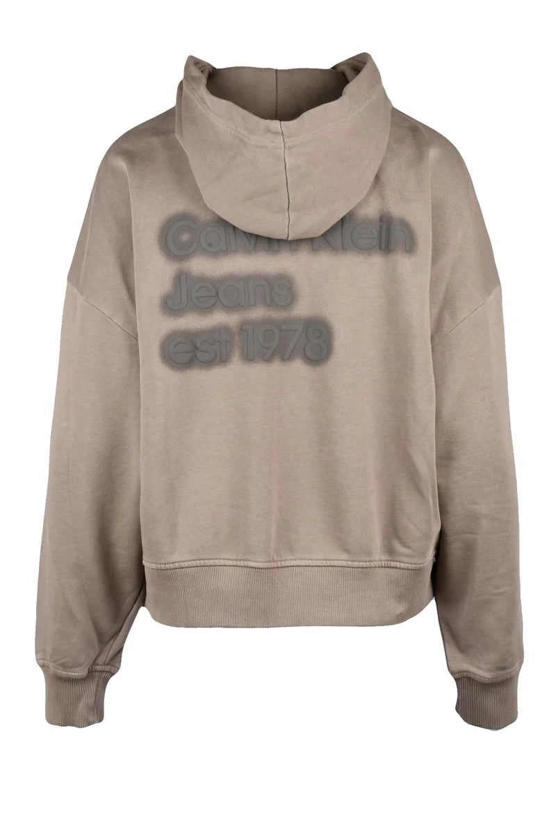 Calvin Klein Jeans Felpa Cappuccio - Taupe