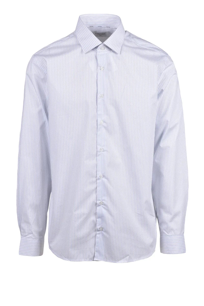 Calvin Klein Camicia Cotone/Poliestere - White/Sky Blue