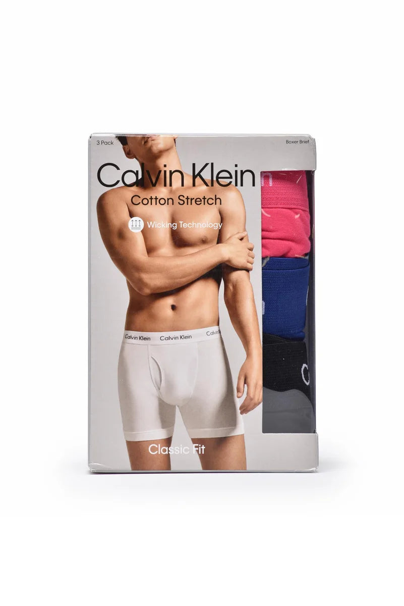 Calvin Klein Set Boxer 3pz Cotone Stretch - Fuxia/Nero