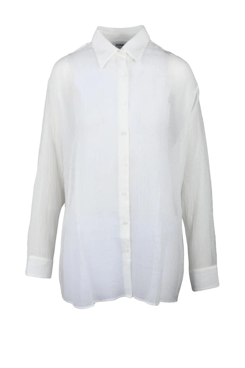 Dondup Camicia Over Garzata Cotone/Seta - Bianco