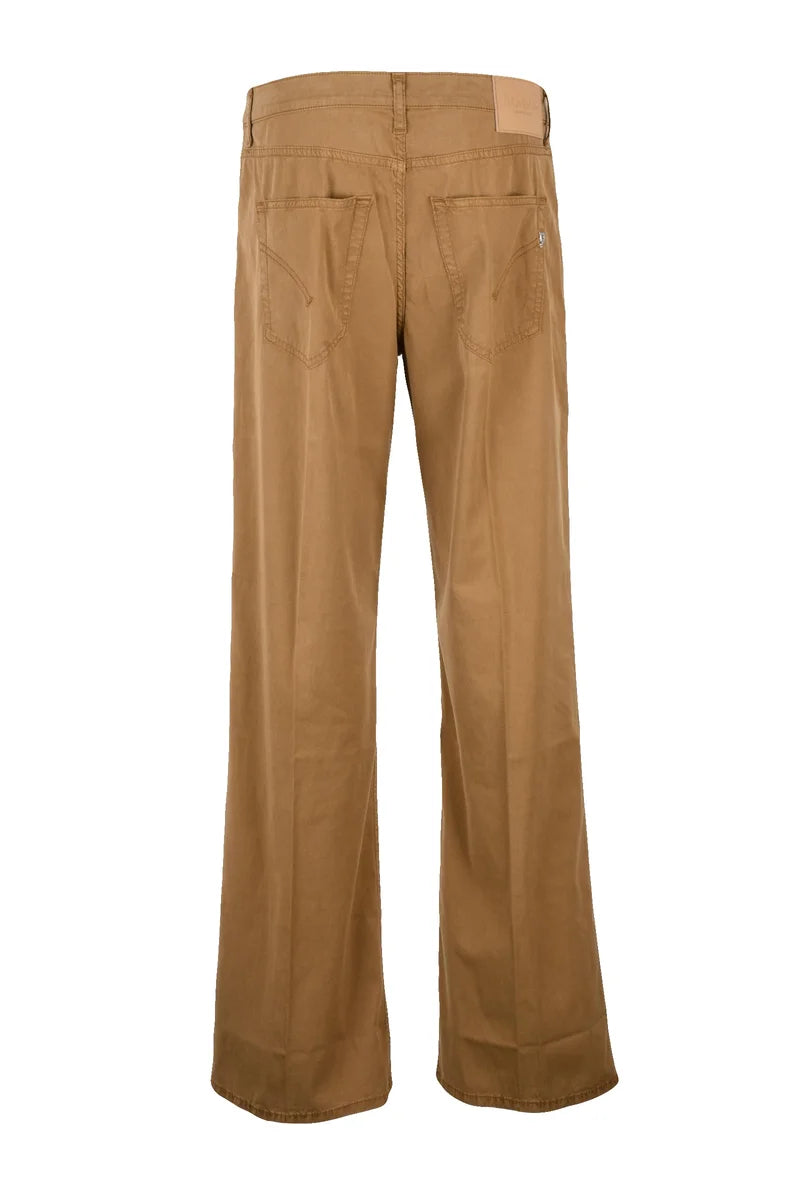 Dondup Pantalone Lyocell Cotone Elastan Larga - Marrone